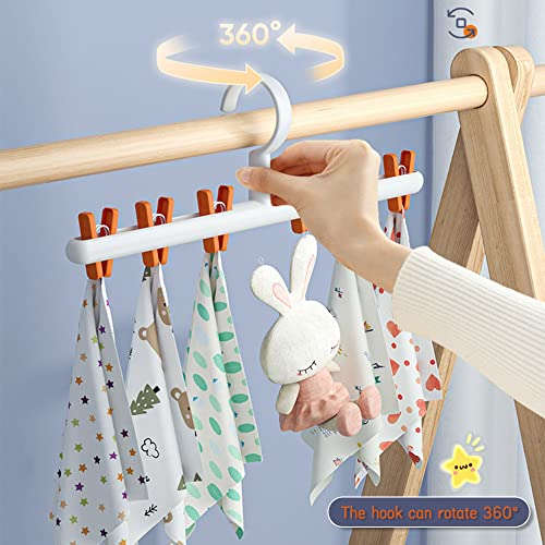 OEACC 2 Pack Windproof Sock Clips Hanger, PP Plastic Anti-Tangle Clothes Drying Rack with 360° Swivel Hook and Strong Clips for Drying and Organize Underwear, Socks, Hats, Scarves, Pants