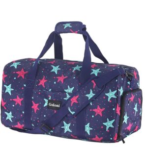 goloni 21" women's large duffel/weekender bag with shoes compartment for travel sports bags for gym workout garment luggage overnight bags (blue star)