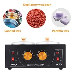 Double Wax Warmer Machine Professional Electric Wax Heater Pot for Hair Removal Paraffin Wax Machine Waxing Kit for Facial Body SPA Hair Removal