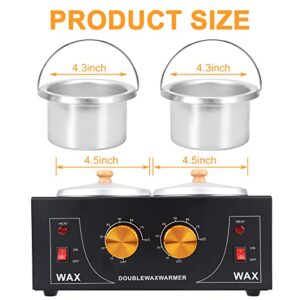 Double Wax Warmer Machine Professional Electric Wax Heater Pot for Hair Removal Paraffin Wax Machine Waxing Kit for Facial Body SPA Hair Removal