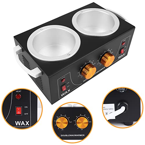 Double Wax Warmer Machine Professional Electric Wax Heater Pot for Hair Removal Paraffin Wax Machine Waxing Kit for Facial Body SPA Hair Removal