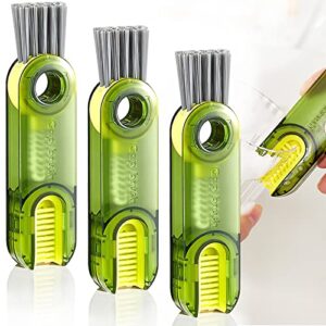 3 pack 3 in 1 multifunctional gap cleaning brush tiny bottle cup lid detail brush mini crevice cleaning brush multipurpose straw cleaner brush for home kitchen cleaning (green)