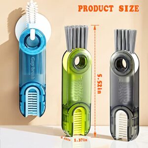 3 Pack 3 in 1 Multifunctional Gap Cleaning Brush Tiny Bottle Cup Lid Detail Brush Mini Crevice Cleaning Brush Multipurpose Straw Cleaner Brush for Home Kitchen Cleaning (Green)