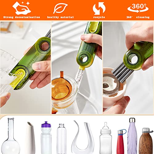 3 Pack 3 in 1 Multifunctional Gap Cleaning Brush Tiny Bottle Cup Lid Detail Brush Mini Crevice Cleaning Brush Multipurpose Straw Cleaner Brush for Home Kitchen Cleaning (Green)