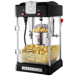 pop pup countertop popcorn machine – 2.5oz kettle with measuring spoon, scoop, and 25 serving bags by great northern popcorn (black) (83-dt6121)