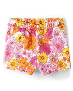 the children's place baby toddler girls pull on everyday shorts, pink floral, 5t