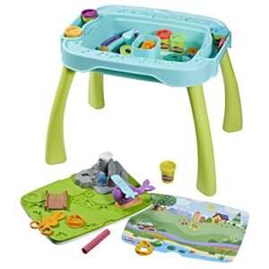 play-doh all-in-one creativity starter station activity table, preschool toys for 3 year old boys & girls & up, starter sets