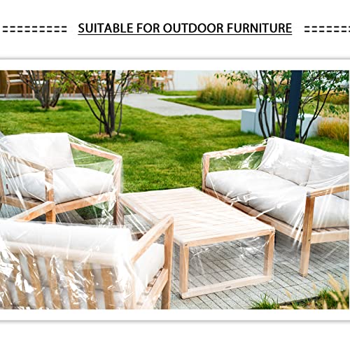 4 Pcs Patio Furniture Covers Waterproof Outdoor Furniture Covers Clear Plastic Patio Sofa and Outdoor Table Cover Heavy Duty Patio Furniture Sets Covers, 32 x 30 x 30, 52 x 30 x 30, 36 x 21 x 13 Inch