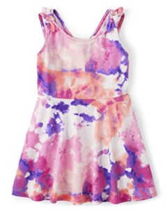 the children's place baby toddler girls shoulder casual dress, pink tie dye, 9-12 months