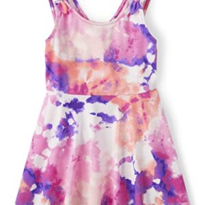 The Children's Place Baby Toddler Girls Shoulder Casual Dress, Pink Tie Dye, 9-12 Months