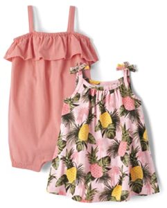the children's place baby girls' playwear sets, peach/pineapple floral, 9-12 months