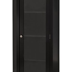 Kings Brand Furniture - Corner Curio Storage Cabinet with Glass Door (Black)