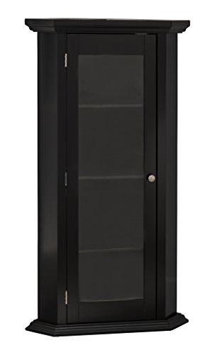 Kings Brand Furniture - Corner Curio Storage Cabinet with Glass Door (Black)