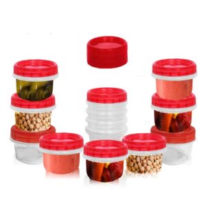 [red - 12 pk] airtight deli containers with lids twist lock top clear food storage for meal prep snacks, and leftovers freezer and microwave safe stackable leak-resistant,and portable (4 ounce)