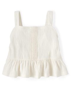 the children's place baby toddler girls peplum top, white daisy, 6-9 months