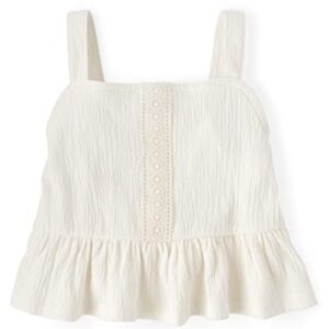 The Children's Place Baby Toddler Girls Peplum Top, White Daisy, 6-9 Months