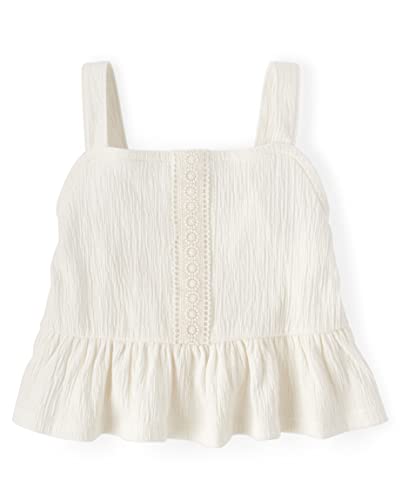 The Children's Place Baby Toddler Girls Peplum Top, White Daisy, 6-9 Months