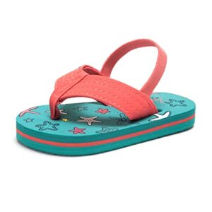 luffymomo unisex kids open-toe sandals summer beach water slides flip flops(toddler/little kid)(1 little kid coral & bluish green)