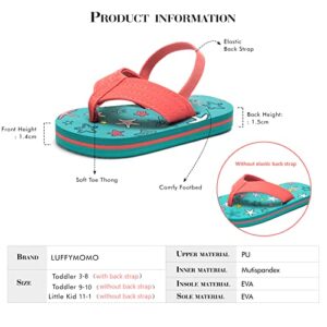 Luffymomo Unisex Kids Open-Toe Sandals Summer Beach Water Slides Flip Flops(Toddler/Little Kid)(1 Little Kid Coral & Bluish green)