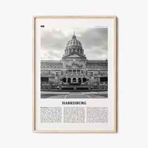 Harrisburg Print Black and White, Harrisburg Wall Art, Harrisburg Poster, Harrisburg Photo, Harrisburg Map, Pennsylvania, USA, United States