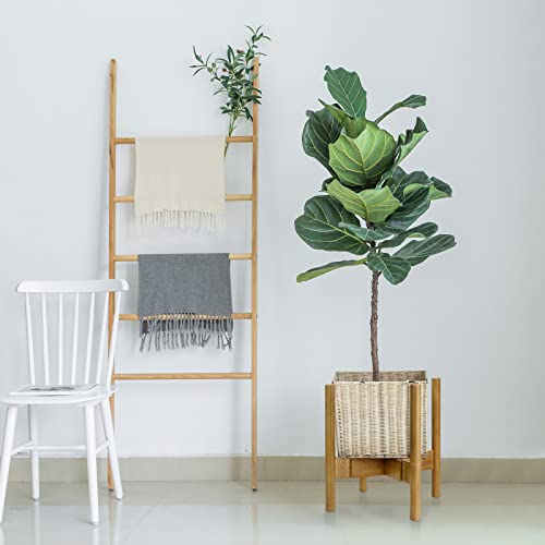 Blvornl 1 Pack Adjustable Plant Stand Indoor, 11.8 in Mid Century Plant Holder, Stable Bamboo Plant Stand for 7-11in Flower Potts (Excluding Potted Plants)