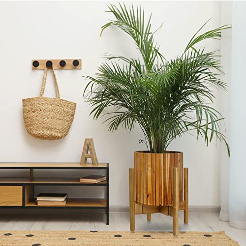 Blvornl 1 Pack Adjustable Plant Stand Indoor, 11.8 in Mid Century Plant Holder, Stable Bamboo Plant Stand for 7-11in Flower Potts (Excluding Potted Plants)