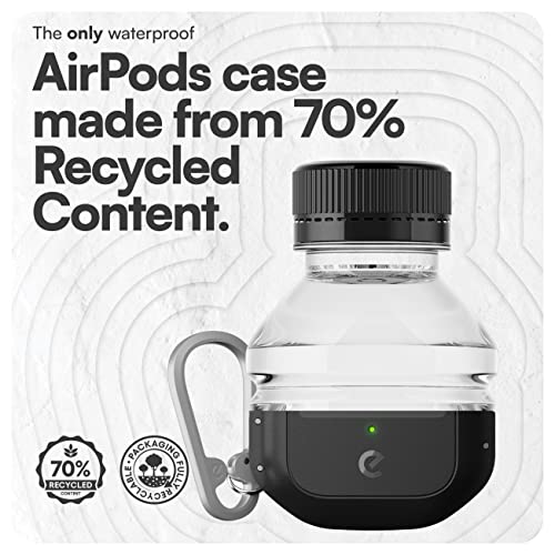 KeyBudz for AirPods 3rd Generation Case with Lock - Fully Waterproof AirPods 3 Case Cover with Keychain, Rugged Tough Protection, Hard Shell and Carabiner Clip for Easy Travel (Carbon Black)