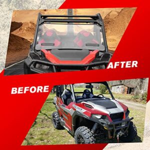 A & UTV PRO Front Full Windshield for Polaris General 1000 /General 4 1000 /XP 1000 /XP 4 1000 2016-2023, Clear Tough Hard Coated Poly Vented Window Accessories, Replace OEM # ‎2884337