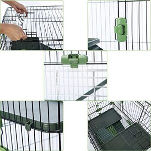 HomSof 4-Tier 32" Small Animal Metal Cage Height Adjustable with Lockable Casters Grilles Pull-Out Tray for Rabbit Chinchilla Ferret Bunny Guinea Pig Squirrel Hedgehog(Green)