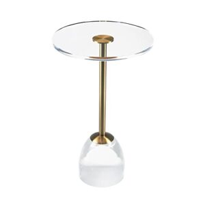 tpzlrn acrylic end table, acrylic side table,clear round side table with brass-colored metal support rod for office living room bedroom, easy assembly