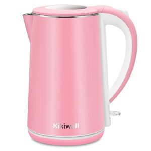 electric kettles stainless steel for boiling water, double wall hot water boiler heater, cool touch electric teapot, auto shut-off & boil-dry protection, 120v/1200w, 1.8liter, 2 year warranty(pink)