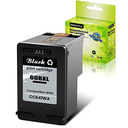 greencycle Remanufactured 60 XL Ink Cartridge Replacement for HP 60XL CC641WN Compatible for Envy 100 D410a D410b PhotoSmart C4635 C4680C4700 DESKJET D2500 D2545 Series Printer (Black,1 Pack)