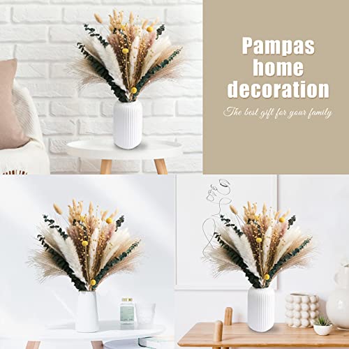 115pcs Dried Pampas Grass - Natural Pompas Grass Boho Dried Flowers Bouquet , DIY Short Pampas Grass Artistic Home Decor for Wedding Floral Arrangements and Bedroom