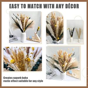 115pcs Dried Pampas Grass - Natural Pompas Grass Boho Dried Flowers Bouquet , DIY Short Pampas Grass Artistic Home Decor for Wedding Floral Arrangements and Bedroom