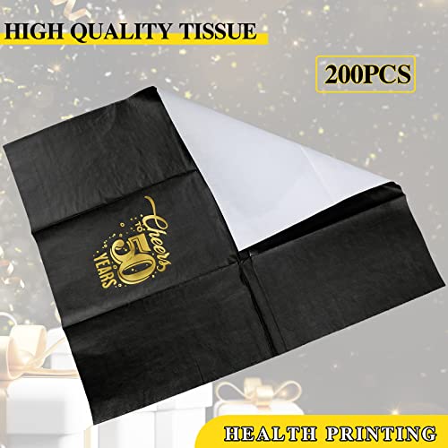 200 Pcs 50th Birthday Guest Napkins Cheers to 50 Years Napkins Happy Foil 50th Birthday Decorations Women Men Paper Napkins Black Gold Luncheon Napkins 2 Ply for Anniversary Wedding Party Supplies