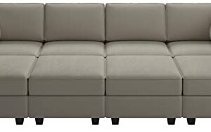 Belffin Modular Sectional Sofa with Storage Chaises Sleeper Couch 8 Seat Bed Grey…