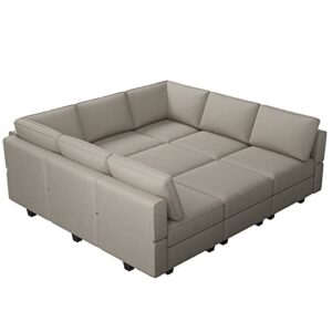 Belffin Modular Sectional Sofa with Ottomans Velvet Reversible Sofa with Chaise Sleeper Sofa Bed with Storage Seat Grey…