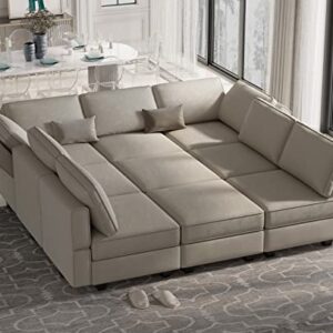 Belffin Modular Sectional Sofa with Ottomans Velvet Reversible Sofa with Chaise Sleeper Sofa Bed with Storage Seat Grey…