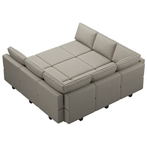 Belffin Modular Sectional Sofa with Ottomans Velvet Reversible Sofa with Chaise Sleeper Sofa Bed with Storage Seat Grey…