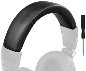 soulwit protein leather headband cover for audio technica ath m50, m50x, m50xwh, m50xbt, m50xbt2, m50s/le headphones, replacement headstrap pad repair part (black)