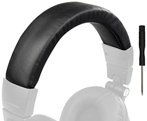 SOULWIT Protein Leather Headband Cover for Audio Technica ATH M50, M50X, M50XWH, M50XBT, M50XBT2, M50S/LE Headphones, Replacement Headstrap Pad Repair Part (Black)