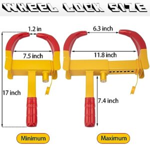 Trailer Wheel Lock, Wheel Clamp Lock Universal Wheel Boot Security Tire Lock Anti Theft Lock for Trailers Golf Cart Car Boat SUV Motorcycle Camper Car with 3 Keys (Bright Red &Yellow)