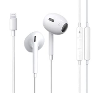 earbuds wired with lightning connector, [mfi certified] iphone headphones wired earphones (built-in microphone & volume control), compatible with iphone14/13/12/11/x/8p/7p-all ios systems