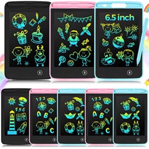 8 pcs lcd writing tablet 6.5 inch colorful drawing board educational kids doodle pad drawing board doodle scribbler board for aged 3-6 girls boys office gifts drawing board (black, pink, blue)