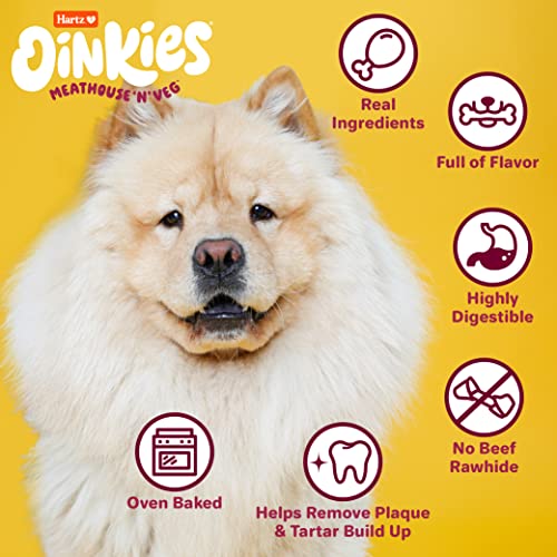 Hartz Oinkies Meathouse'n'Veg Hearty Kabobs Dog Treats with Real Chicken, Duck, Carrots, and Sweet Potato, Long-Lasting Yet Highly Digestible, 18 Count