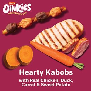 Hartz Oinkies Meathouse'n'Veg Hearty Kabobs Dog Treats with Real Chicken, Duck, Carrots, and Sweet Potato, Long-Lasting Yet Highly Digestible, 18 Count