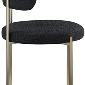 Meridian Furniture Beacon Collection Modern | Contemporary Upholstered Dining Chair, Brushed Brass Finish Iron Frame, Set of 2, 22" W x 21" D x 30" H, Black