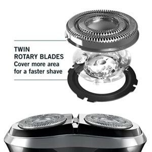 Perry Ellis Mens Electric Shaver with Twin Rotary Blades | Portable, Cordless, Travel Electric Razor for Men | USB Rechargeable Shaver | IPX5 Water Resistant | Flexible Floating Shaving Heads (Black)