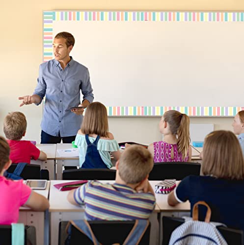 Teacher Created Resources Pastel Pop Stripes Straight Rolled Border Trim - 50ft - Decorate Bulletin Boards, Walls, Desks, Windows, Doors, Lockers, Schools, Classrooms, Homeschool & Offices