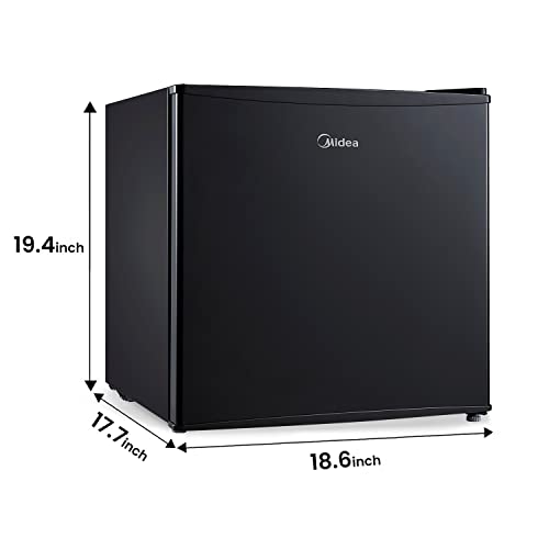Midea WHS-65LB1 Compact Single Reversible Door Refrigerator, 1.6 Cubic Feet(0.045 Cubic Meter), Black & COMFEE' EM720CPL-PM Countertop Microwave Oven with Sound On/Off, 0.7 Cu Ft/700W, Pearl White